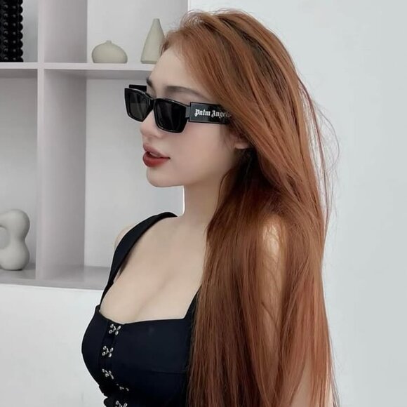 Palm Angels PERI002 PALM 6054 Rectangle Sunglasses - Havana/Green Gradient - Picture 2 of 10